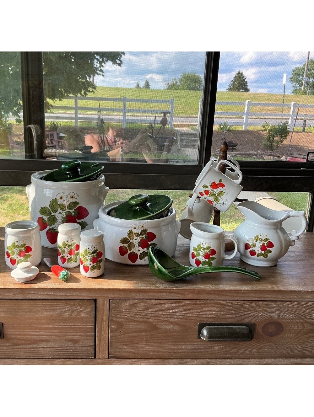 McCoy USA Pottery Strawberry Country Collection of Canisters, Jars, S&P Shakers